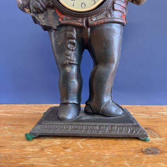 VTG Cast Iron Banjo Player Clock Figurine-16.5″ Tall-Glass Eyes-Black Americana - Picture 3 of 10